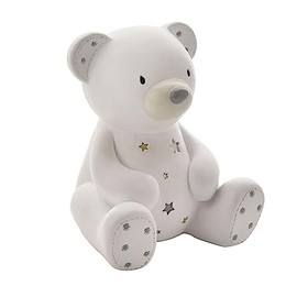 BAMBINO White Resin Teddy Money Box - Boxed Money Bank - New Baby Gift, Birthday or Christmas