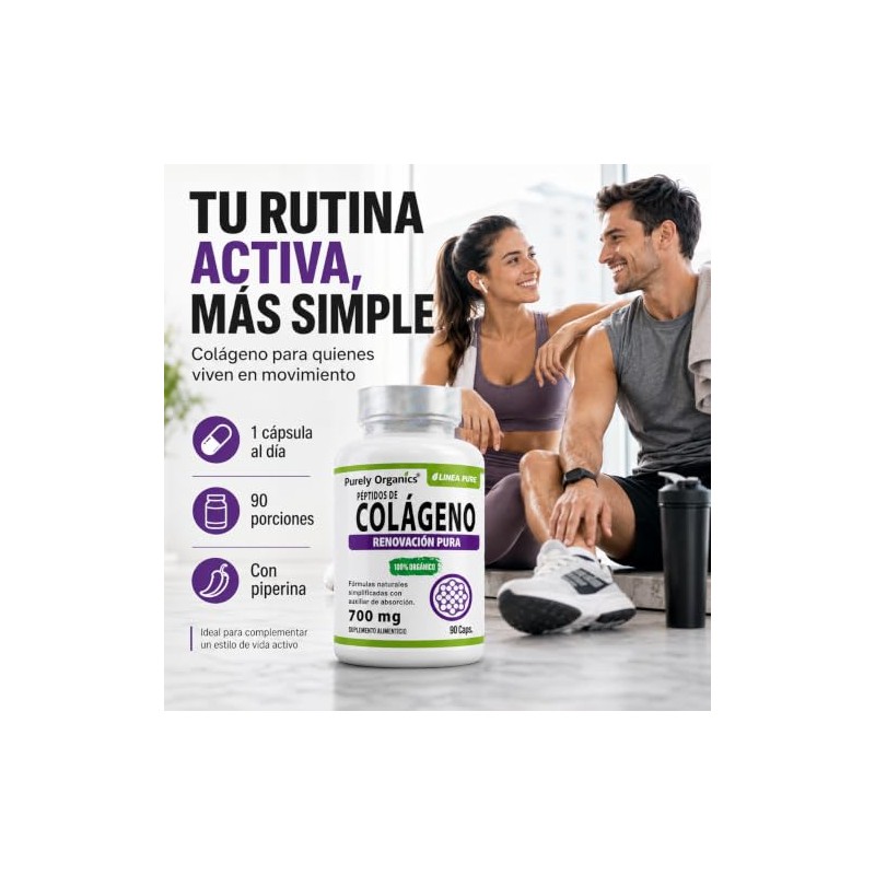 Peptidos Colageno Cápsulas 700 Piperina Alta Absorión Ingredientes Naturales Purely
