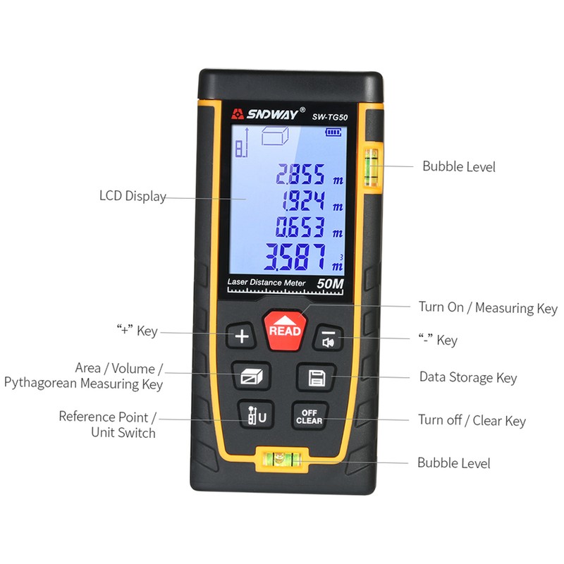 SNDWAY Handheld Digital Laser Distance Meter Portable Mini Range Finder