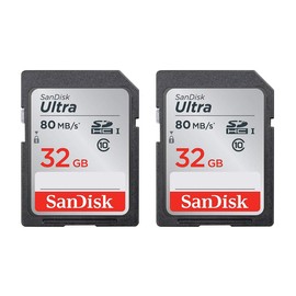 SanDisk Ultra 32GB Class 10 SDHC UHS-I Memory Card Up to 80MB, 2 Pack (Card)