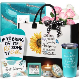 Birthday Gifts for Women Friendship, Self Care Gifts for Women Inspirational Get Well Gifts Basket Care Package, Thinking of You Gifts Unique Gifts Idea for Mom Her Friends Sister w/Canvas Tote Bag