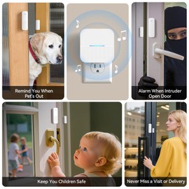 AIDA Door Alarms When Opened Wireless Ring Chime Sensor Alarm for Business/Home/Kids - 600ft Range, 58 Ringtones, 5 Volume Levels, Open Alert, Easy Install (1 Receiver + 1 Sensor)