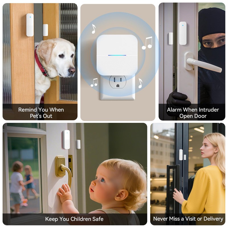 AIDA Door Alarms When Opened Wireless Ring Chime Sensor Alarm