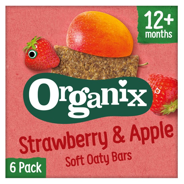 Organix Goodies From 12+ Months Strawberry and Apple Soft Oaty Bars, 6 x 30g