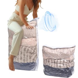 Biubumtu 4 Pack Combo Thickened Cube Vacuum Seal Storage Bags, Space Saver Compression Storage Bags for Clothing Comforters Pillows Blankets, No Pump Needed