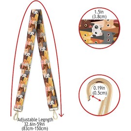 DANHRO Wide Purse Strap Replacement Crossbody Handbag Shoulder Strap Adjustable Bag Straps Replacement (Luxury Cute Cats II)