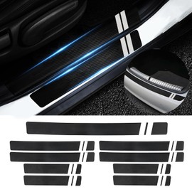 FT FUNTOR 9 x carbon fibre patterned car door sill protection, universal (9 pieces)