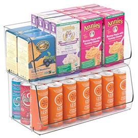 mDesign Modern Stackable Plastic Open Front Dip Extra Large Storage Organizer Bin Basket for Kitchen Organization, Shelf, Cubby, Cabinet, and Pantry Organizing Decor, Ligne Collection - 2 Pack - Clear