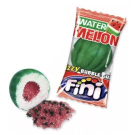 Fini Water Melon Bubble Gum Balls - 24-Pack - Fizzy - Real-Like Seeds