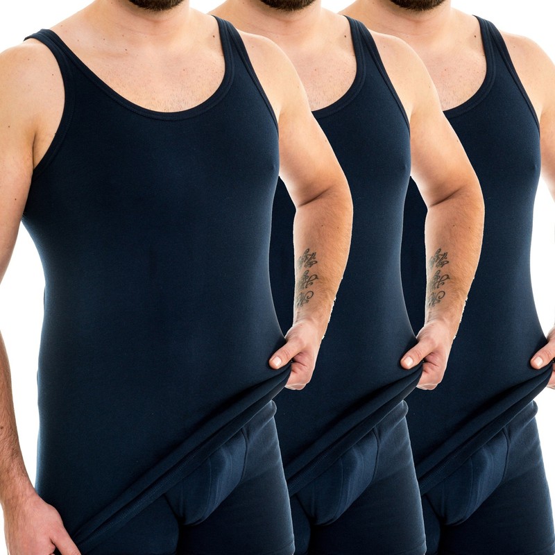 HERMKO 3007 Pack of 3 Extra Long Men's Vest (+10