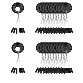 PATIKIL M Size Fishing Rubber Bobber Beads Stoppers, 600 Pcs 6 in 1 Float Sinker Stops Cylinder Shape with Storage Case, Black
