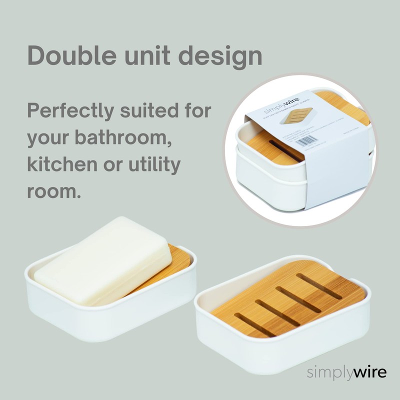 simplywire – Pack of 2 – Plastic Soap Dishes with