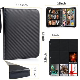 WOT I Trading Card Binder, 630 Pockets Sleeves with Zipper, Double Sided Pockets Card Holder Carry Case for Baseball Card, Football Card