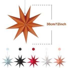 Pack of 3 9-Point Paper Star 30 cm Paper Hanging Christmas Decorations Wedding Birthday Baby Shower Room Christmas Decorations Party Accessories (Dark Green)