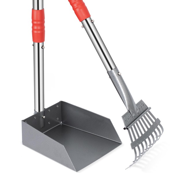 Heeyoo Dog Pooper Scooper, Dog Poop Tray and Rake Set,