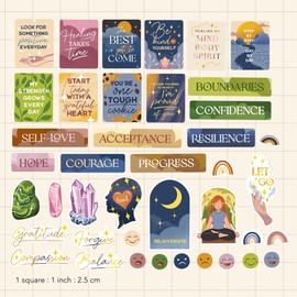 Navy Peony Healing Journey Vision Board Stickers (41pcs) - Self-care, Spiritual Goal Setting Stickers for Planners, Journals, Scrapbooks