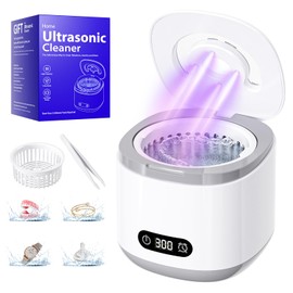 Ultrasonic Jewelry Cleaner Digital Timer, Retainer Cleaner Machine for Mouth Guard, Braces, Aligner, Toothbrush Head Ultrasonic Retainer Cleaner 200ml Capacity