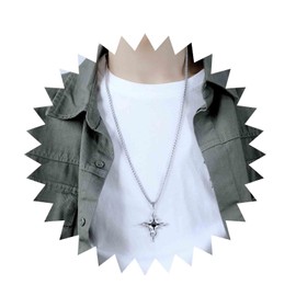 Inilbran Punk Flame Fire Choker Necklace Silver Flame Cross Necklace Choker Gothic Cross Pendant Necklace Vintage Onyx Cross Religious Necklace Jewelry for Women and Girls