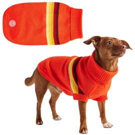 GF PET Retro Sweater Dog Pullover – Cozy Knitted Dog Sweater for Dogs | Soft Stretchy Design | Warm Ribbed Acrylic | Vintage Style | for Small, Medium, Large Dogs – Orange, 3XS