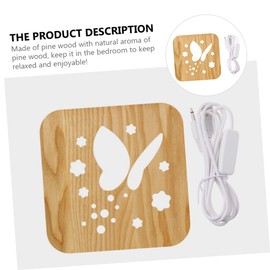 Operitacx 1Pc Hollowed Wooden Night Light Powered Pine Lamp Unique Optical Visual Effect for Bedroom Decor Portable Table Light with Relaxing Aroma All Ages