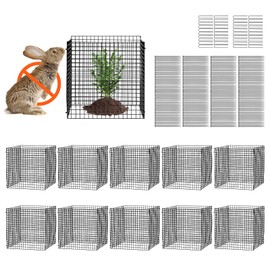 Happybuy 10 Pack 12'' x 12'' Plant Protector (40pcs Metal Mesh). Chicken Wire Cages for Outdoor Plants, Flowers & Veggies. Keeps Bunnies, Chickens, Squirrels Away