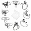 9 PCS Knitting Crochet Loop Ring for Fingers Metal Open