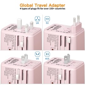 FATYER Universal Travel Adapter, 120w GaN International Plug Adapter with 100W C to C Cable, 4 PD USB-C+1 USB-A Travel Power Adapter, EU/UK/AU/US Worldwide Power Outlet for Laptops, Tablets, Phones