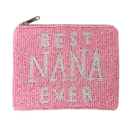 Best Nana Ever Beaded Coin Purse Pouch Pink Beaded Pouch Purse Gift for Grandma Mother's Day Gift Small Wallet Nana Gifts