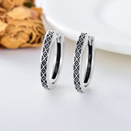 Unisex Creole Earrings 925 Sterling Silver Celtic Cross Hoop Earrings Viking Rune Hoop Earrings Sleeping Hoop Earrings Folding Hoop Earrings Ear Jewellery Gift for Men Women, Sterling Silver