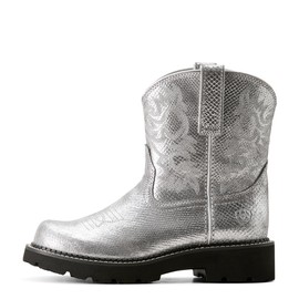 ARIAT Women's Fatbaby Western Boot, Gunmetal Lizard Emboss, 9
