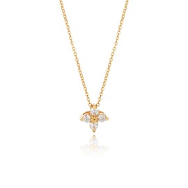 JaruJaru Vermeil Ultra Thin Gold Chain Necklace, Adjustable 15-18 Inch, Four Leaf Clover Pendant & White Zirconia, S925 Sterling Silver with 18K Gold Plating, Hypoallergenic Lucky Jewelry Gift