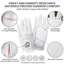 Womens Ladies Golf Rain Gloves Pair Both Hand, or 2 Pack Left Right Hand, Wet Hot Cool Grip, Fit XS Small Medium Large XL… (Small, Ambidextrous)