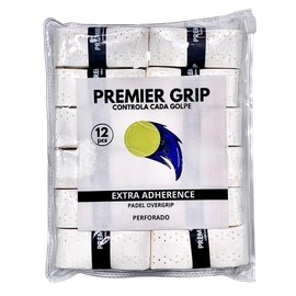 Premier Grip® Grip Padel Racket | Overgrip Paddle | White Perforated Handle | Packs of 6/12 | Grip Racket | Maximum Sweat Absorption | Non-Slip Grip Tape | Padel Accessories (12)