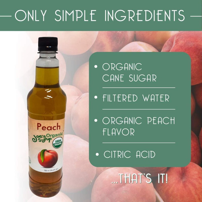 Joe’s Syrup Organic Flavored Syrup, Organic Peach, 750 ml (3