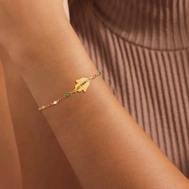 Let Them Dainty Colorful Beaded Bracelet, Self Worth Motivational Stainless Steel Engraving Tube Bracelets Inspirational Chain Crystal Energy Friendship Bracelet Jewelry for Women Men (Let Them-Hand)