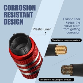 Tire Valve Stem Cap Cover - (5 Pack) Tire Air Cap Metal with Plastic Liner Corrosion Resistant Leak-Proof American Flag for Car Truck Motorcycle Bike Red