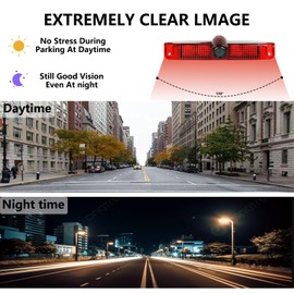 Fancemot Third Brake Light Rear View Reverse Backup Camera Compatible with Chevy Express 2003-2019, 3rd Brake Light Position Mounted Reversing Lights with Backup Camera