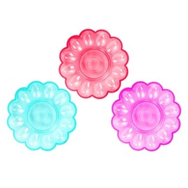 DEARMAMY Egg Storage Tray： Easter Deviled Egg Platter Eggs Serving Tray Plastic Egg Tray Round for Kitchen Easter Party 3Pcs（Random Color）