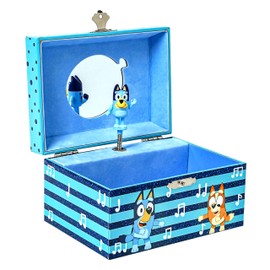 Mini Treasures Bluey Jewelry Box for Girls - Musical Jewelry Box with Spinning Figurine, Bluey Toys for Kids Ages 3-5 - Plays Bluey Theme Song - 6 x 4.7 x 3.5 in