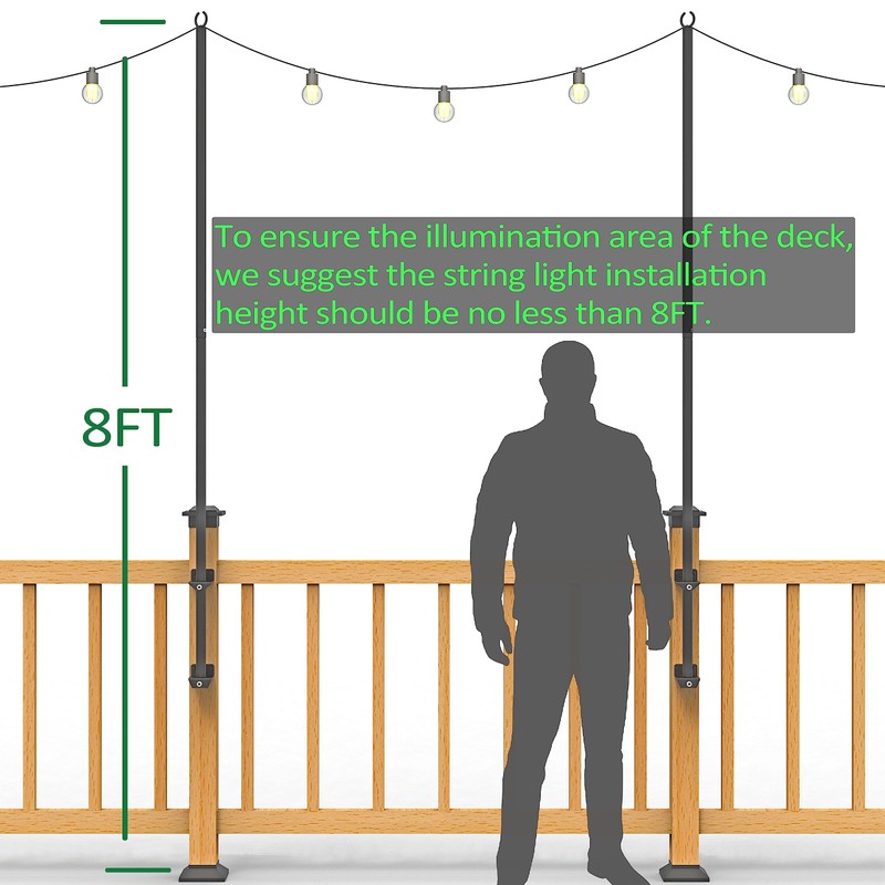 Antsky 2 Pack String Light Poles - Stainless Steel 6.5FT