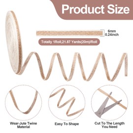 Cheriswelry 20m Jute Ribbons 6mm Wide Hessian Ribbon Roll Natural Linen Navajo White Burlap Tape for DIY Wedding Bouquet Gift Wrapping Decoration