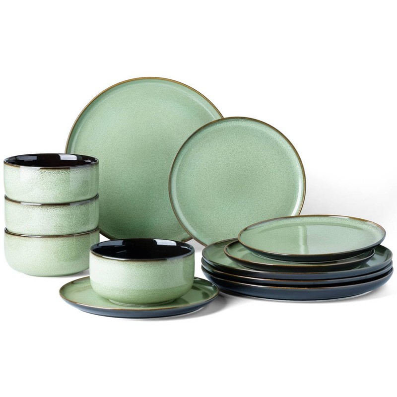 LERATIO Ceramic Dinnerware Sets for 4,12 Pieces Poreclain Plates and