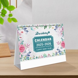 Figarge Desk Calendar 2025-2026 from January 2025 to June 2026 Holidays and Notes Field Secure To-Do List Double Line Binding Standing Calendar for Home School Offices 21 x 18 cm