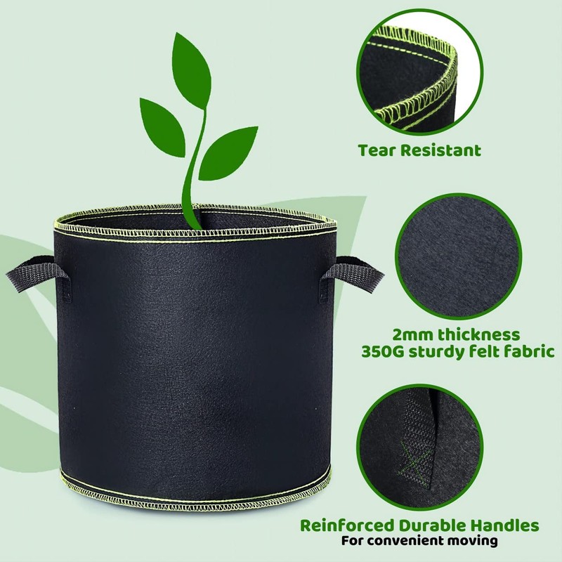 Growerz Round GrowPotz 20-Litre 5pcs High Strength Grow Bag…