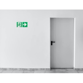 notlok Safety Work Fire Exit Sign, 15 x 30 cm, Fluorescent PVC, Green Yellow, Emergency Exit Right and Arrow to the Right