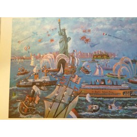 Jack Demyan 100 Year Celebration Print of New York Harbor Statue of Liberty 1986