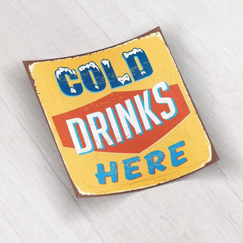 Vintage Cold Drinks Here Sticker | Car Bumper, Laptop, Water