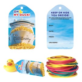 Dinggaogao 50 Pcs Ducking Game Cards, Cruising Rubber Duck Tags for Ducks, 50 Rubber Bands, 2.13 x 3.54 Inches for Cruise Ship (Cruise Tags)