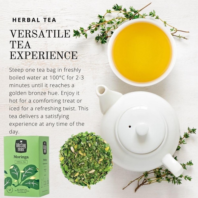 McCoy Teas Moringa Tea Individually Wrapped Tea Bags Collection Herbal
