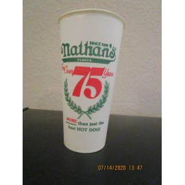 NATHAN'S HOT DOG 75+ YEARS WAX CUP 22 OZ NEW OLD STOCK VINTAGE